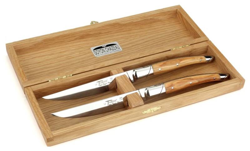 Goyon-Chazeau Steakmesser 85 2C 2er Set - Griff Olivenholz - Stahl glänzend - Holzbox Goyon-Chazeau Steakmesser 85 2C 2er Set - Griff Olivenholz - Stahl glänzend - Holzbox von Goyon-Chazeau