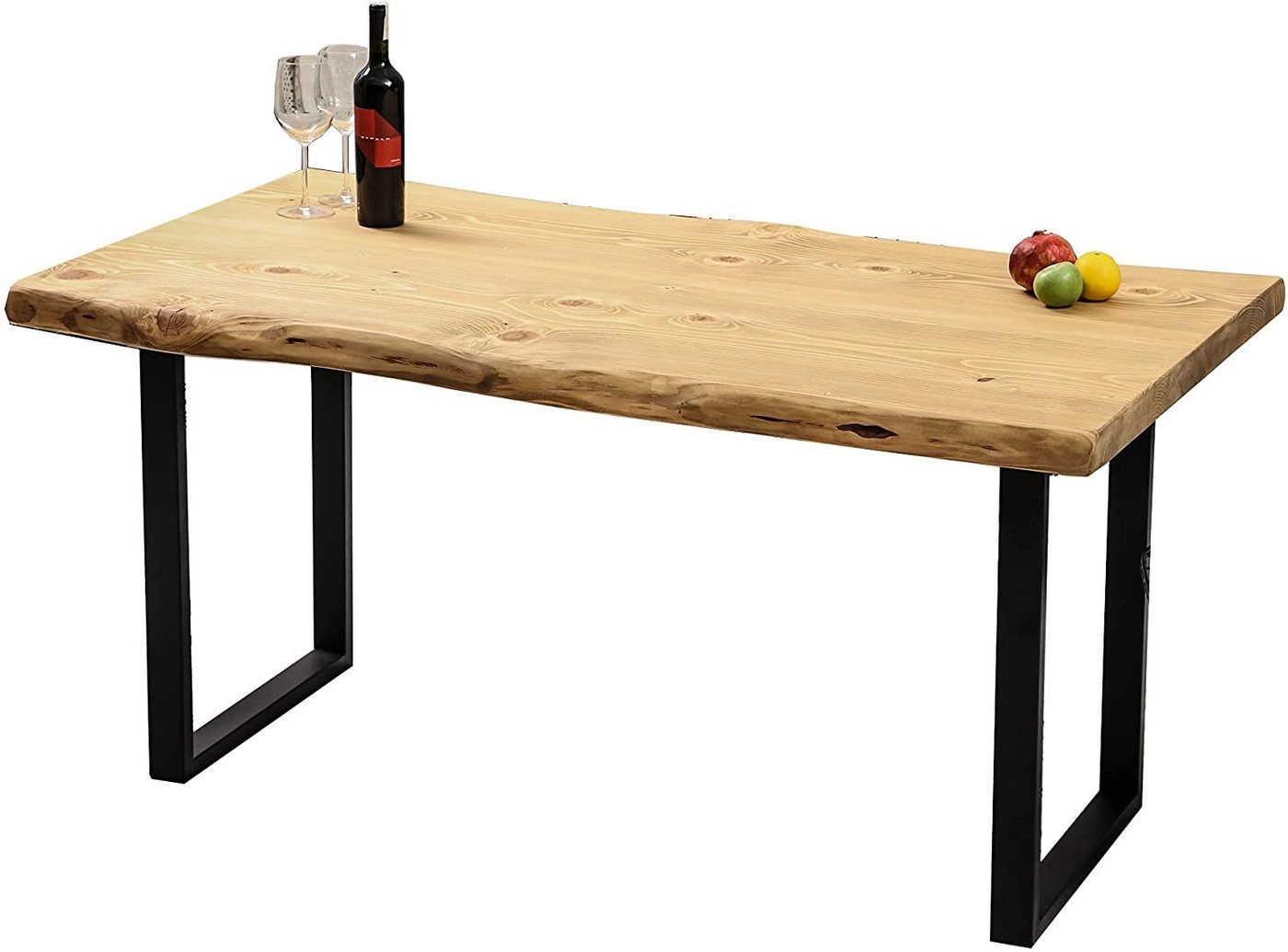 Gozos Esstisch Handgefertigt aus Echtholz, Baumkantentisch mit massiver Tischplatte (1 Tisch), Massivholz von Gozos