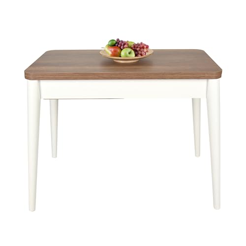 Gozos Viso Ausziehtisch Echtholz-Optik mit Stauraum, Balkontisch, Gartentisch, Küchentisch oder Schreibtisch aus MDF, Röhrenförmiger Plastikfuß, 60-120 x 100 x 75 cm Esstisch Ausziehbar, Eichenfarbe von Gozos