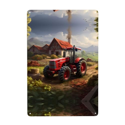 Gpkgsigt Bedruckte Blechdose, Motiv: Traktor Bauernhof, 20,3 x 30,5 cm, aus Weißblech, verschleißfest und langlebig Gpkgsigt Bedruckte Blechdose, Motiv: Traktor Bauernhof, 20,3 x 30,5 cm, aus Weißblech, verschleißfest und langlebig von Gpkgsigt