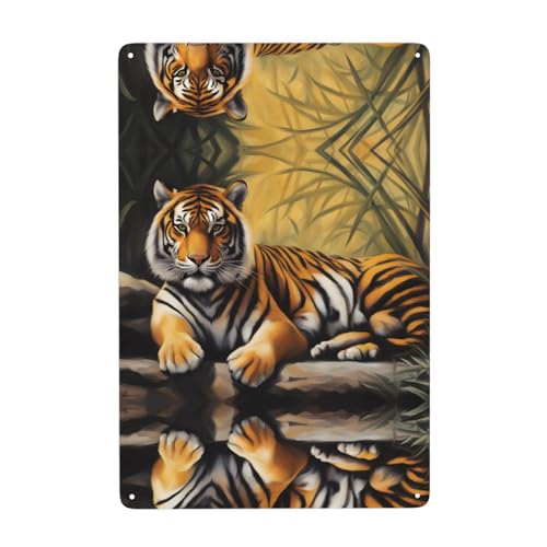 Gpkgsigt Dekoratives Gemälde mit liegendem Tiger, 20,3 x 30,5 cm, aus Weißblech, verschleißfest und langlebig Gpkgsigt Dekoratives Gemälde mit liegendem Tiger, 20,3 x 30,5 cm, aus Weißblech, verschleißfest und langlebig von Gpkgsigt