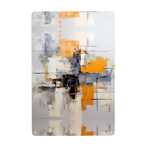 Gpkgsigt Graue und gelbe abstrakte Kunstmalerei, Druckdose, dekoratives Gemälde, 20,3 x 30,5 cm, aus Weißblech, verschleißfest und langlebig Gpkgsigt Graue und gelbe abstrakte Kunstmalerei, Druckdose, dekoratives Gemälde, 20,3 x 30,5 cm, aus Weißblech, verschleißfest und langlebig von Gpkgsigt