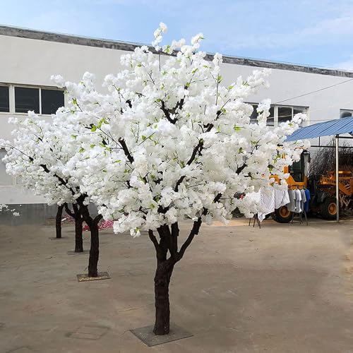 Atemberaubender Lebensechter Künstlicher Kirschblütenbaum, Simulierter Blumenbaum Für Innen-/Außendekoration, Handgefertigte Kunstpflanze Weiß,1.8×1.2m-White von Gpxhbcb