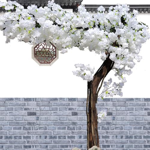 Simulation Kirschblütenbaum, Lebensechter Künstlicher Kirschblütenbaum, Weißer Seidenblumenbaum, Künstliche Pflanzen Mit Echten Holzstielen,2×1.5m-White von Gpxhbcb