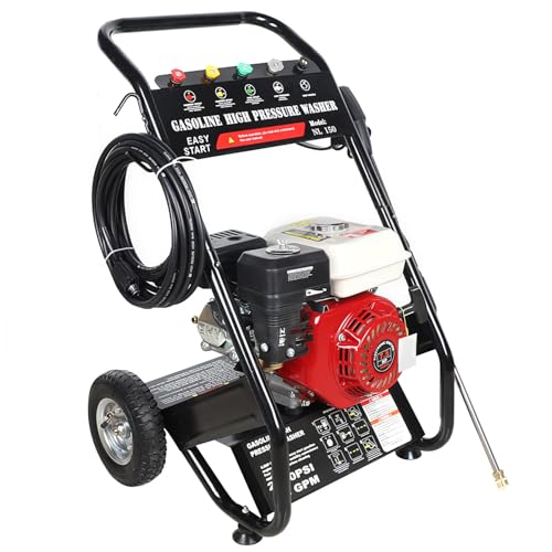 Benzin Hochdruckreiniger 190 bar 7.5 PS Motor Terrassenreinger Zubehör: 8m Hochdruckschlauch 2m Ansaugschlauch 5 Düsen Vollgummiräder für die Reinigung von Decks Höfen Benzin Hochdruckreiniger 190 bar 7.5 PS Motor Terrassenreinger Zubehör: 8m Hochdruckschlauch 2m Ansaugschlauch 5 Düsen Vollgummiräder für die Reinigung von Decks Höfen von Gqouur