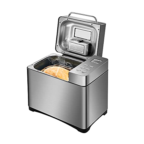 Brotbackautomat 650W 25-120 °C 1KG Vollautomatische Brotbackmaschine 19 Programmen 15-Stunden-Timer Backmaschine mit pender für Obst Brotautomat für Küche Wohnwagen von Gqouur