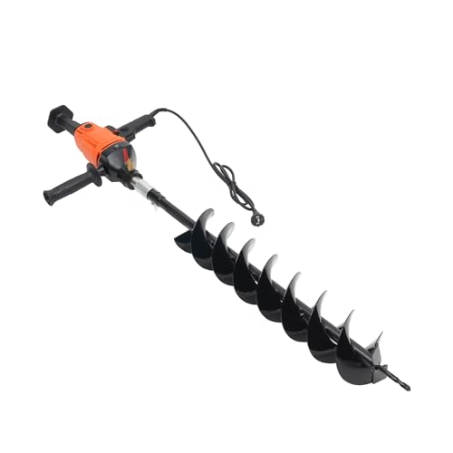Elektro Erdbohrer 1900W Erdlochbohrer 1000 RPM Bohrtiefe 80 cm Pfahlbohrer Bohrer mit 2 Griffe und 1 Bohraufsatz Gartenbohrer Pflanzbohrer für Bauernhöfen Parks Gärten von Gqouur