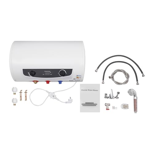 Elektrospeicher Warmwasserspeicher 2000W 220V 35L bis 75°C IPX4, Horizontal Boiler mit digitaler Temperaturanzeige und Handbrause Durchlauferhitzer Für Badezimmer von Gqouur