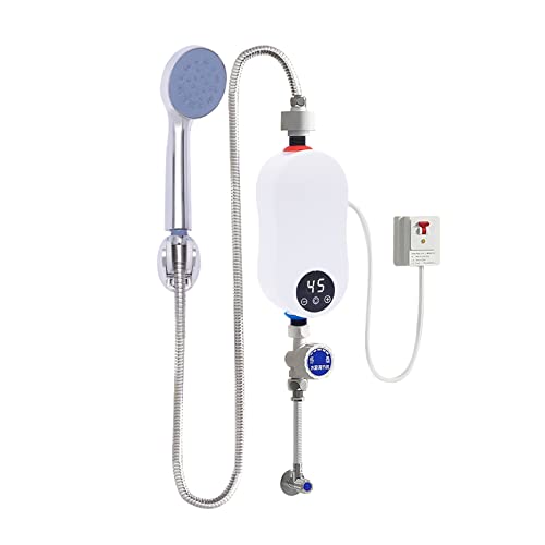 Mini Durchlauferhitzer 5500W Tankless Mini Instant Elektro Wassererhitzer mit Intelligenter Thermostat und Übertemperaturschutz Mini Dusche Warmwasserbereiter für Küche von Gqouur