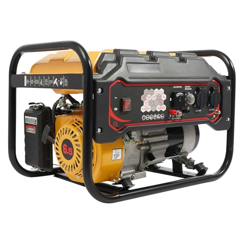 Stromerzeuger 2KW Benzin Notstromaggregat 4-Takt 6.5HP 15L Tank Benzin Generator Stromaggregat für Camping Outdoor Werkstatt Seilzugstart Generator von Gqouur