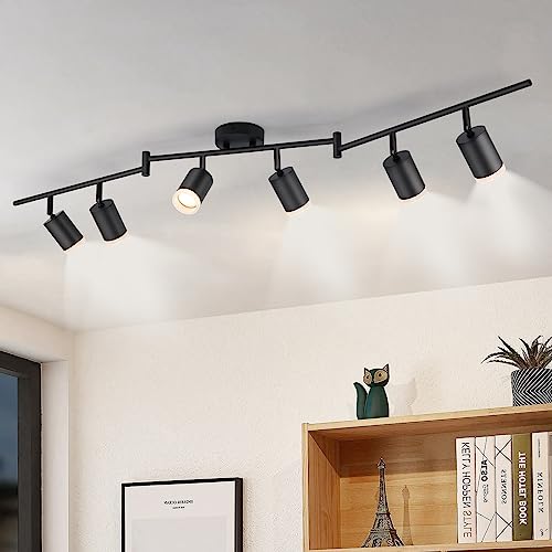 Gr4tec Deckenstrahler LED 6 Flammig, Modern LED Deckenleuchte Strahler Schwarz, Deckenlampe Spot Schwenkbar, Metall Deckenspot GU10 für Flur Küche Schlafzimmer Wohnzimmer (Ohne Leuchtmittel) von Gr4tec