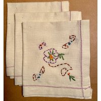 Leinen Bestickte Servietten, 3Er-Set Leinen Bestickte Servietten, 3Er-Set von GrabAPieceOfJoy