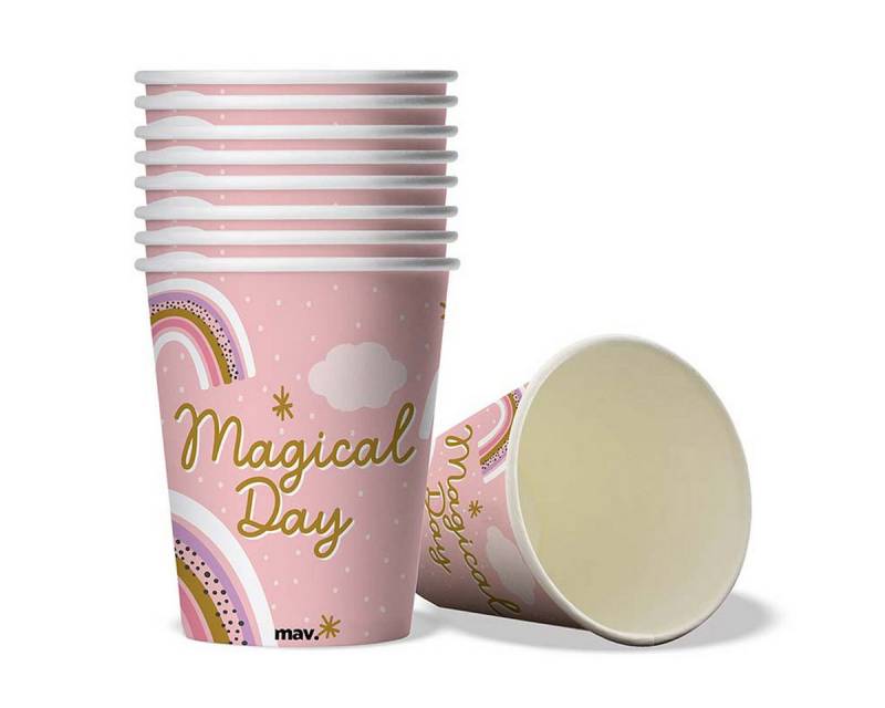Grabo Einwegbecher Pappbecher Magical Day 200ml/8Stk., 100% Papier, Pappe von Grabo