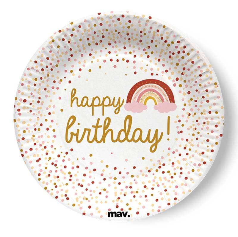 Grabo Pappteller Pappteller 'HB Boho Birthday', Ø18cm/8Stk. von Grabo