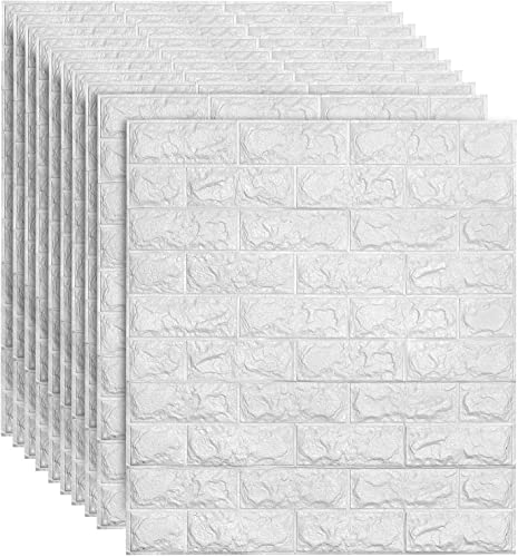 Grace Baltic - 10 Stück 3D Wandpaneele Selbstklebend Steinoptik Tapete 77 x 70cm Dicke:5 mm (Wandpaneel Wasserdicht PE Schaum 3D-Tapete Wanddeko für Wohnzimmer Schlafzimmer Küche(Weiße) von Grace Baltic