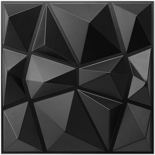 Grace Baltic - 30 Stück 3D Wandpaneele Diamant Hochsteifes PVC, 30 x 30 cm, Wasserfest, Hitzebeständig, Geruchsneutral, Schwarz matt 3D Wandpaneele Dekoren Wandverkleidung Deckenpaneele von Grace Baltic