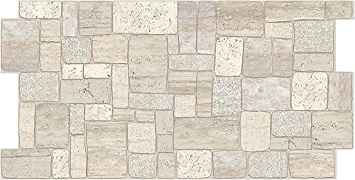 Grace Baltic - 3D-Wandpaneele für Innenwanddekoration, nicht klebend, dünn und elastisch, PVC-Kunst Heller Kalkstein (16 stück / 7.84 m2) von Grace Baltic