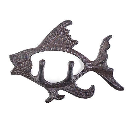 Grace Home Wandhaken aus Gusseisen, Fisch-Design, Vintage-Design, Haken, Schlüssel, Handtücher, Haken, Metall, Wandmontage, robust, dekorative Geschenkidee (Einzelhaken) von Grace Home