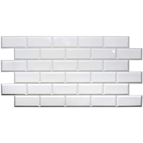 PVC Kunststoff Wandpaneele 3D Dekorative Fliesen Verkleidung - Weiße Fliesen (20, 9,4 m²) von Axppin