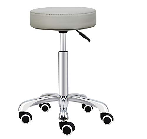 Grace&Grace Höhenverstellbar Rollhocker Drehhocker Mit Rollen Arbeitshocker Massagehocker Medizinischer Stuhl Drehstuhl Bürohocker Sitzhocker Kücheocker (No Backrest with Casters-Classic Flat, Beige) von Grace&Grace