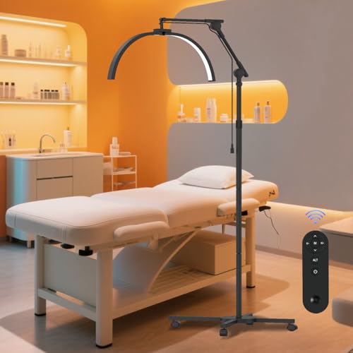 GraceGlow Halbmond Lampe für Wimpern mit Telefonhalter, Faltbare LED Dimmbares Stehlampe Wimpern Lampe für Wimpernverlängerungen, 3000-6000k Wimpernlicht für Hautpflege/Tätowierungen - Schwarz von GraceGlow