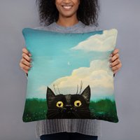 Katzenkissen | Schwarze Katze Kissen Katzen Dekokissen Akzent Couch von GraceStatwickStudios