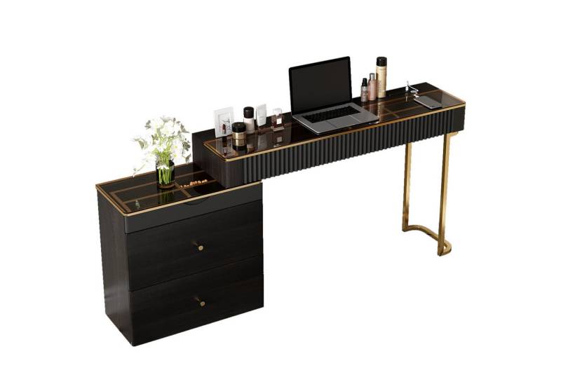 Graceabode Schreibtisch ausziehbarer L-förmiger Home-Office-Schreibtisch mit Glasplatte (1-St), extrem einfach zu montieren, 120x35x75cm von Graceabode