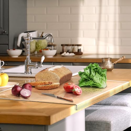 Gracenal Acryl Schneidebrett, 60x45cm Cutting Board, Großes Schneidbrett Rutschfest mit Lippe, Schneidebrett Glas Arbeitsplatte Küche Durchsichtig, Geschenk Küche Küchenutensilien, Küchen Gadgets von Gracenal