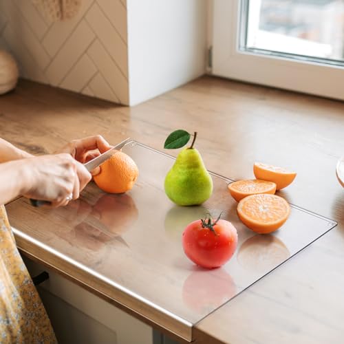 Gracenal Acryl Schneidebrett, Cutting Board, 43x33cm Großes Schneidbrett Rutschfest mit Lippe, Schneidebrett Glas Alternativen Küchenbrett Durchsichtig, Geschenk Küche Küchenutensilien, Küchen Gadgets von Gracenal