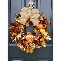 17, 5" Herbst Tinselkranz | Kürbis Puppen Haustür Kamin Wandbehang Home Decor Herbst Ernte Türhänger Dekoration von GraciousGiftsOfLove