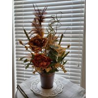 Mittelstück Mit Bronze Metall Überhänger | Herbst Seidenblume Laub Dekor Erntetisch Home Hochzeit Dekoration von GraciousGiftsOfLove