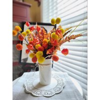 Mittelstück Mit Weißer Blechvase | Herbst Kunstseide Blumen Farn Arrangement Erntetisch Home Hochzeit Dekoration von GraciousGiftsOfLove