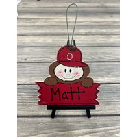 Ohio State Buckeyes Brutus Gesicht Schild Winter Baumschmuck - Holz Weihnachtsfeiertag Handbemalt von GraciousGiggles