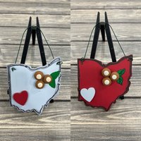 Ohio State Love Rot Grau Personalisierter Christbaumschmuck Holz von GraciousGiggles
