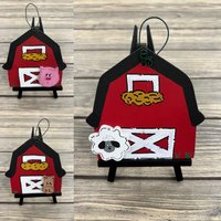 Personalisierte Handbemalte Holz Scheune Bauernhof Tier Weihnachtsschmuck Schwein Pferd Huhn Kuh Schaf von GraciousGiggles