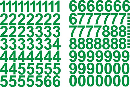 Zahlen Aufkleber 4cm Hoch - 111 KLEBEZAHLEN - Selbstklebende Ziffern und Nummern 0-9 - Ideal für den Außenbereich da Wasser und Wetterfest (Grün) von Gradert-Elektronik