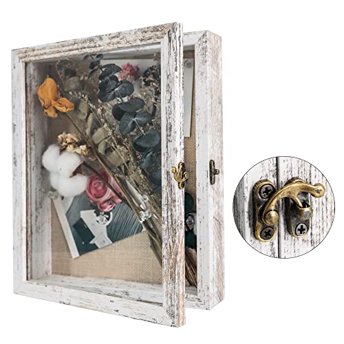 GraduatePro 3D Bilderrahmen zum Befüllen Glasscheibe Holz Box für Objektrahmen DIY Tiefer Rahmen Fotorahmen Shadowbox Memorabilia Bouquet Medaillen Geschenk Weiß 20x25 cm von GraduatePro