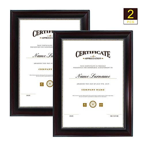GraduatePro Bilderrahmen A4 Rahmen Urkunde für Zertifikate Diplom Wand Hängend Passepartout Vintage University Certificate Frame Braun 2-teiliges Set von GraduatePro