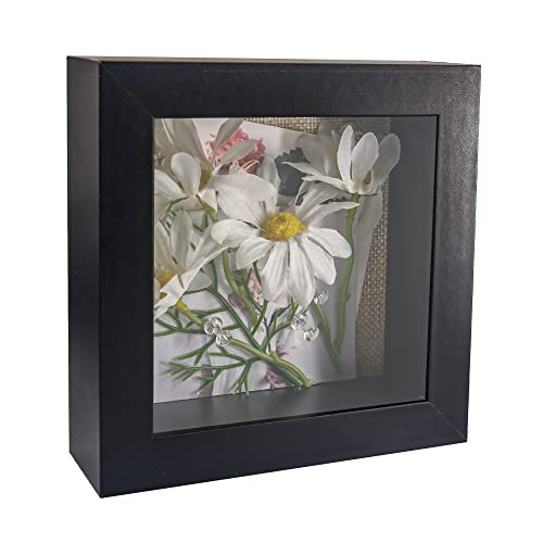 GraduatePro Bilderrahmen zum Befüllen Tief für Objekte Schwarz mit Glas Hochzeit 3D Box Deko Wand Oder Schreibtisch Family Geschenk 13x13 CM von GraduatePro