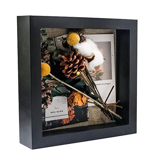 GraduatePro Bilderrahmen zum Befüllen Tief für Objekte Schwarz mit Glas Hochzeit 3D Box Deko Wand Oder Schreibtisch Family Geschenk 20x20 cm von GraduatePro
