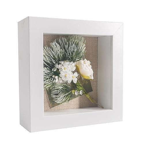 GraduatePro Bilderrahmen zum Befüllen Tief für Objekte Weiß mit Glas Hochzeit 3D Box Deko Wand Oder Schreibtisch Family Geschenk 13x13 CM von GraduatePro