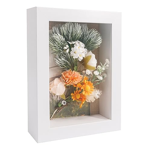 GraduatePro Bilderrahmen zum Befüllen Tief für Objekte Weiß mit Glas Hochzeit 3D Box Deko Wand Oder Schreibtisch Family Geschenk 13x18 CM von GraduatePro