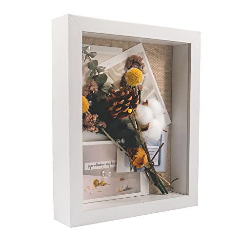 GraduatePro Bilderrahmen zum Befüllen Tief für Objekte Weiß mit Glas Hochzeit 3D Box Deko Wand Oder Schreibtisch Family Geschenk 20x25 CM von GraduatePro