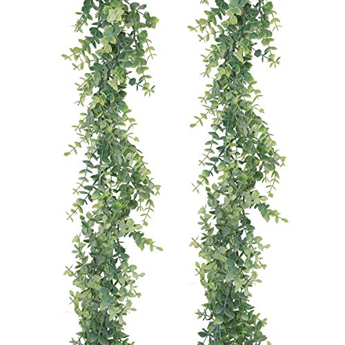 GraduatePro Eukalyptus Künstliche Girlande Pflanze Kranz Leaf Greenery 2 Stück Urlaub Hochzeit Home Dekoration Zubehör Blätter von GraduatePro
