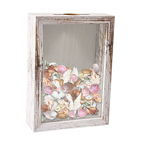 GraduationMall 13x18cm 3D Bilderrahmen für Tickets Shadow Box mit Slot,Rahmen zum Befüllen Speicherbox Weinkorken Muscheln Geschenke Vitrine Weiß von GraduationMall