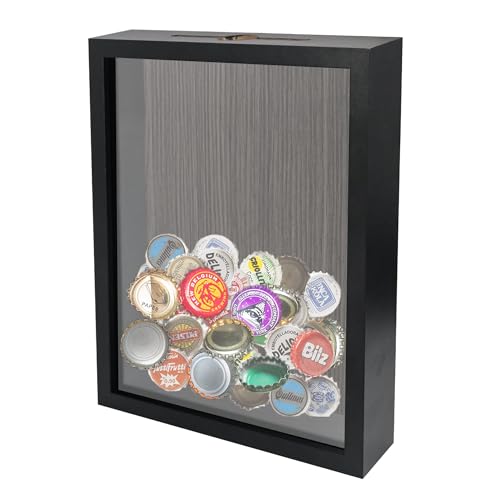 GraduationMall 20x25cm 3D Bilderrahmen für Tickets Shadow Box mit Slot,Rahmen zum Befüllen Speicherbox Weinkorken Muscheln Geschenke Vitrine Schwarz von GraduationMall