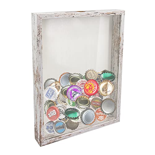 GraduationMall 28x35cm 3D Bilderrahmen für Tickets Shadow Box mit Slot,Rahmen zum Befüllen Speicherbox Weinkorken Muscheln Geschenke Vitrine Weiß von GraduationMall