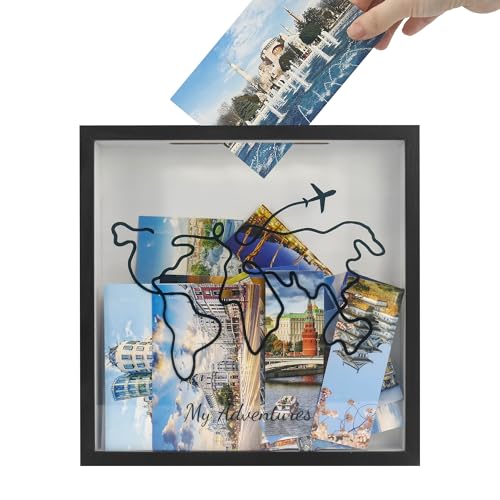 GraduationMall 29x29cm 3D Bilderrahmen für Tickets Shadow Box mit Slot,Reise-Erinnerungsbox mit Weltkarten-Design Abenteuer-Archivbox-Rahmen Schwarz GraduationMall 29x29cm 3D Bilderrahmen für Tickets Shadow Box mit Slot,Reise-Erinnerungsbox mit Weltkarten-Design Abenteuer-Archivbox-Rahmen Schwarz von GraduationMall