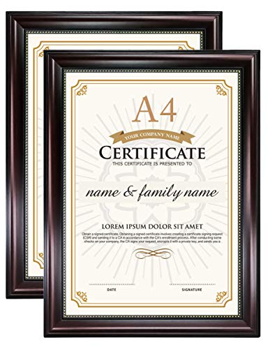 GraduationMall A4 Diplom Rahmen Bilderrahmen Dokumentenrahmen Profi Holzoptik Echtglas Mahagoni mit Gold Perlen Echtes Glas Wand- & Tischrahmen 2er Set GraduationMall A4 Diplom Rahmen Bilderrahmen Dokumentenrahmen Profi Holzoptik Echtglas Mahagoni mit Gold Perlen Echtes Glas Wand- & Tischrahmen 2er Set von GraduationMall