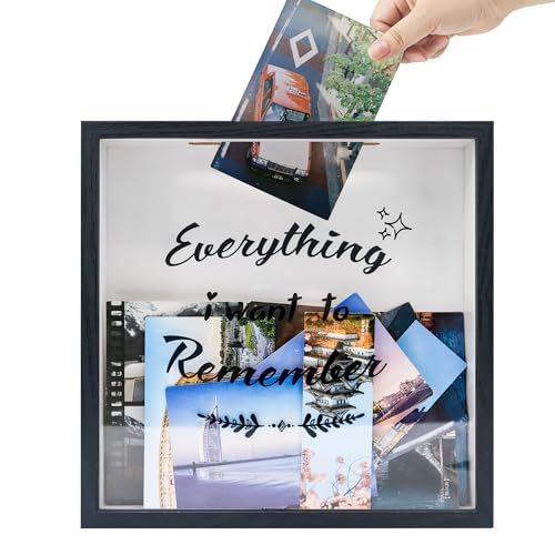 GraduationMall Archivbox-Rahmen, Reise-Memory-Box, Schattenbox mit Schlitz für Tickets, Andenken, Schwarz, 29,5 x 29,8 cm von GraduationMall